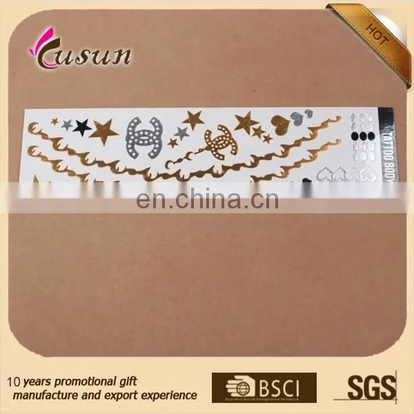 Temporary Newest Hot Sale Metallic Temporary Body Tattoos Gold Silver Jewelry Tattoos photo-2