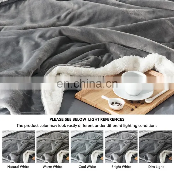 Polar Thermal Insulation Sofa Fleece Sherpa Blanket With Brand photo-3
