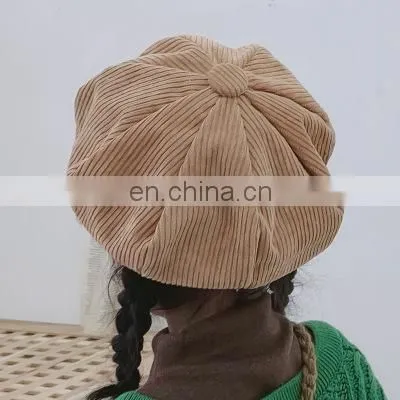 Baby Beret Winter Children Octagonal Hat Korean Girl Beret Boy Corduroy photo-2