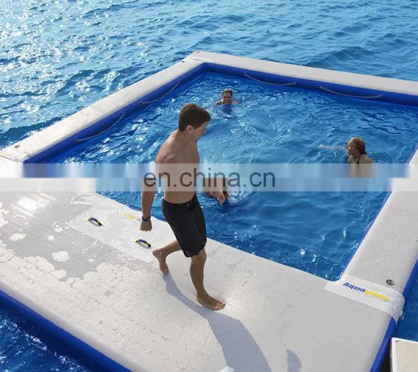 5x5 Meter Inflatable Floating Ocean Sea Swimming Pool / Protective Anti Jellyfish Pool With Netting Enclosure For Yacht photo-7