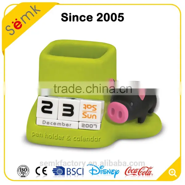 Hot Sale Cute Animal Design Pig Shape Decorative Multi Purpose Calendar Pen Holder photo-3