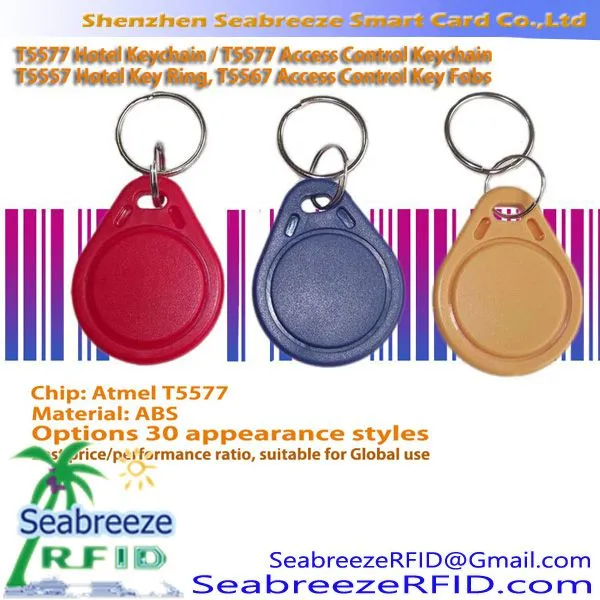 T5577 Hotel Keychain, T5577 Access Control Keychain, T5557 Hotel Key Ring, T5567 Access Control Key Fobs