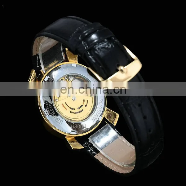 Winner U8060 Watches Women Gold Bezel Rainbow Color Numeral Dial Automatic Mechanical Wrist Watches Leather Strap Ladies Watch photo-4