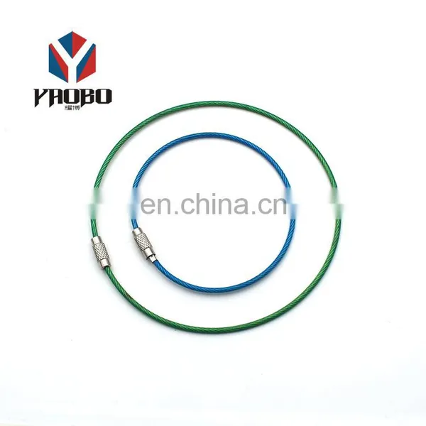 Good Quality Durable Wire Keychains Rings With Chain Screw Stainless Steel Cable Key Ring photo-4