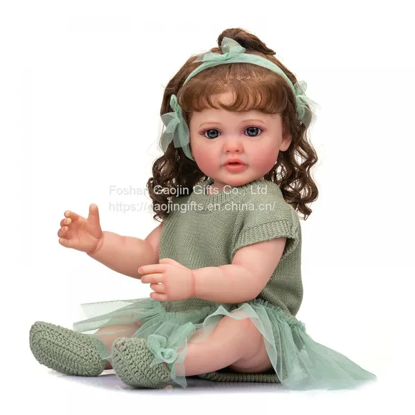 In Stock 22 Inches Cute Girl Reborn Doll Full Body Soft Vinyl Simulation Baby Doll One Piece