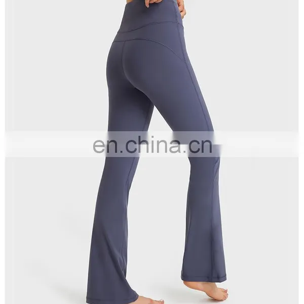 Hot Selling Office LadiesThrowback Flared Leg Yoga Pants Nude Feeling Flared Trackpants Women Gym Fitness Running Wear Trousers photo-4