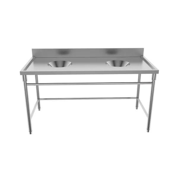 Commercial Stable Durable Double Round Tube Kitchen Commercial Work Table Stainless Steel