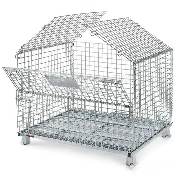 Industrial Stackable Storage Cage Foldable Metal Customized Stackable Storage Cage with Lid