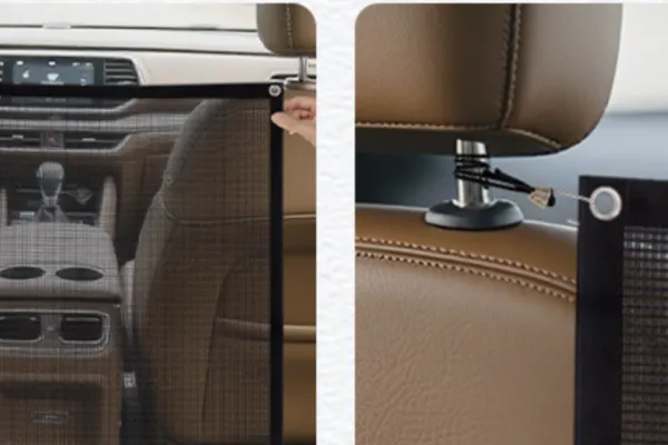 Car Dog Barrier Net, Foldable Design, 70x50cm, 600D Polyester Mesh, 4-Point Anchoring, Easy Storage