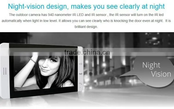 7" Wired Video Door Phone Hands-free Intercom Night Vision Camera Color Monitor photo-4
