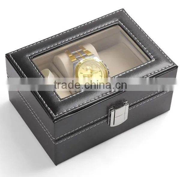 W806-3 3 Slot Grid Cheap Wholesale PU Leather Watch Packaging Display Box Quality Choice photo-2