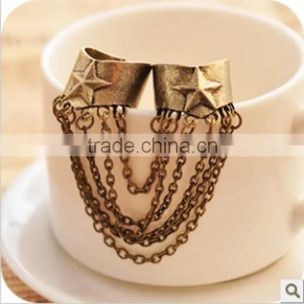 Punk Style Bronze Star Rock Tassel Ring photo-5