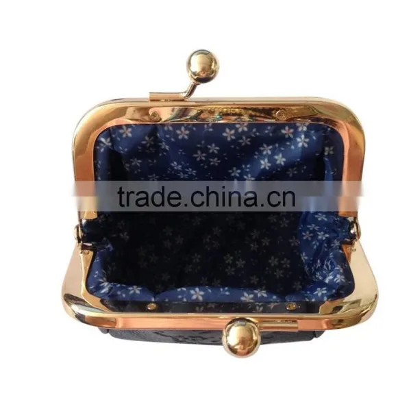 Flower Print Faux Leather Retro Coin Purse With Metal Clip photo-4
