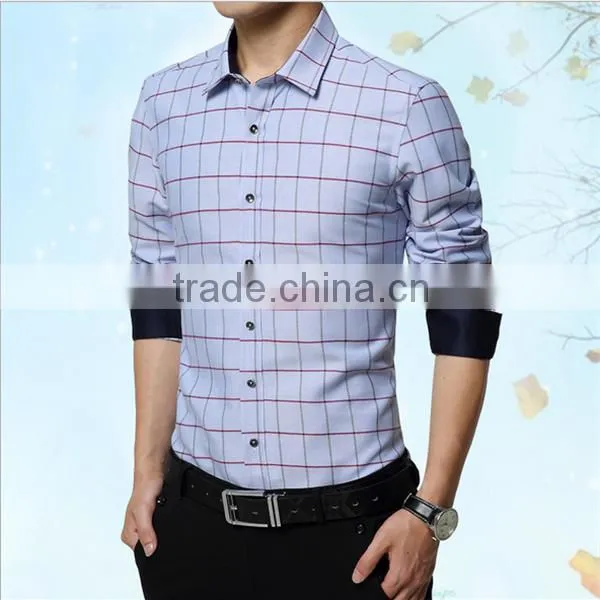 China Long Sleeve Double Collar Fancy Shirts for Men Fashion Check Shirts photo-2