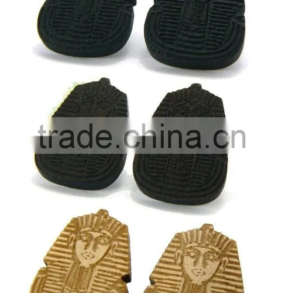 Good Quality HIP HOP WOOD Earrings Egytian Pharaoh Wooden Charm Post Pin Type photo-4