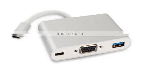 Usb c Hub Digital av Multiport Adapter Type c to Usb3.0 + Vga + Type c Adapter photo-3