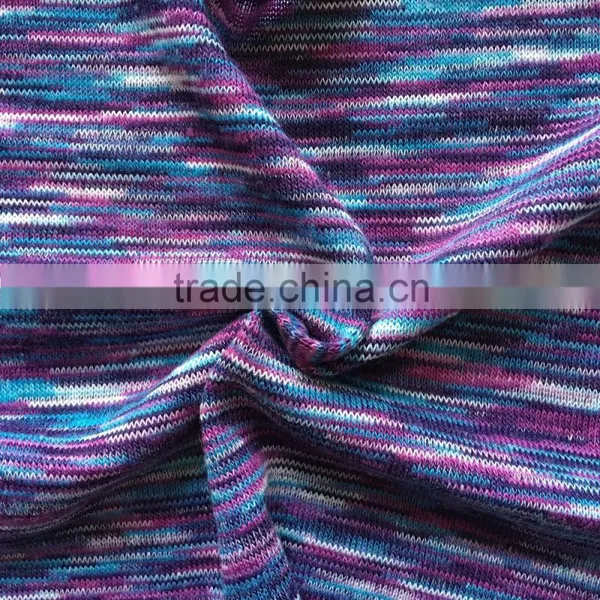 Rayon Polyester Spandex Multi Color Cable Knit Hacci Slub Sweater Fabric for Garments