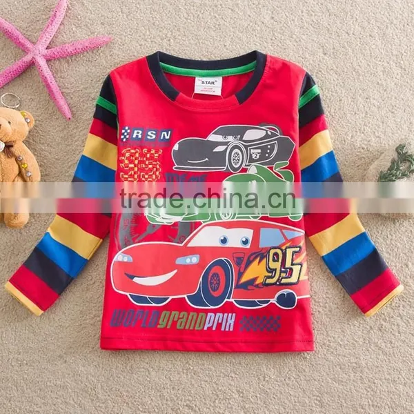 2-6Y (L85515#Red and White)Baby Boy Clothing Hot Car Boys t Shirt Kids t Shirt Long Sleeve T-shirts for Children