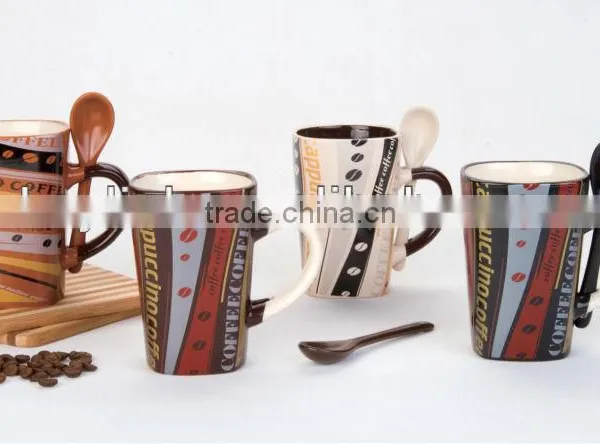 Egypt Style Ceramic Mug With Spoon photo-3