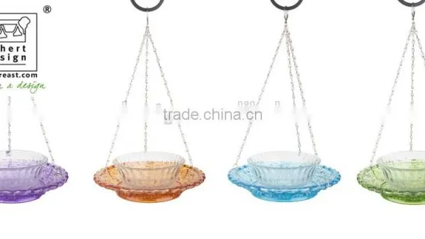 Hanging Bird Water Feeder Hobnail Glass With Bowl S photo-2