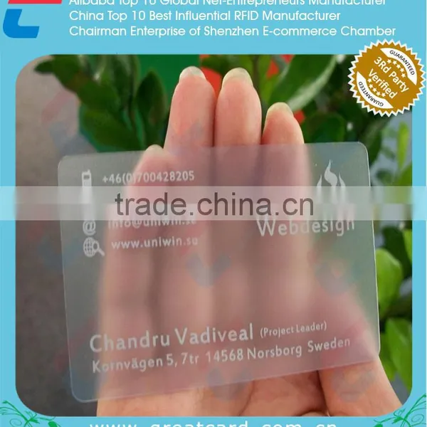 Custom Transparent Plastic Business Card. Matt Finish Plastic Card Printing photo-6
