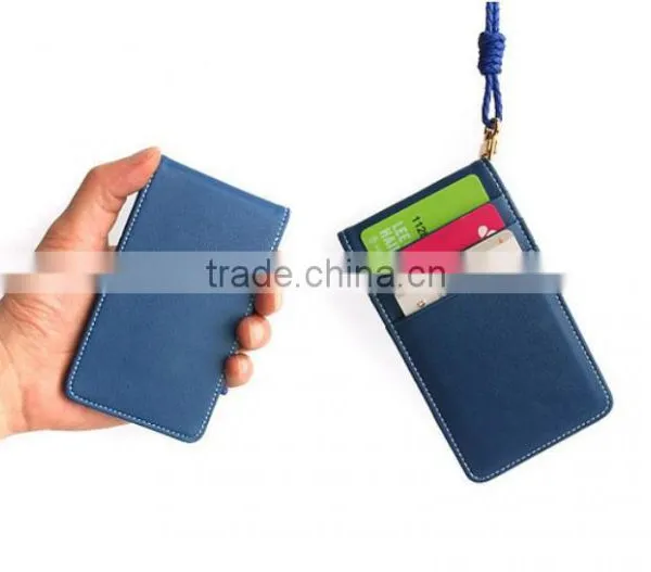 Black Faux Leather Business ID Credit Card Badge Holder With Card Pocket