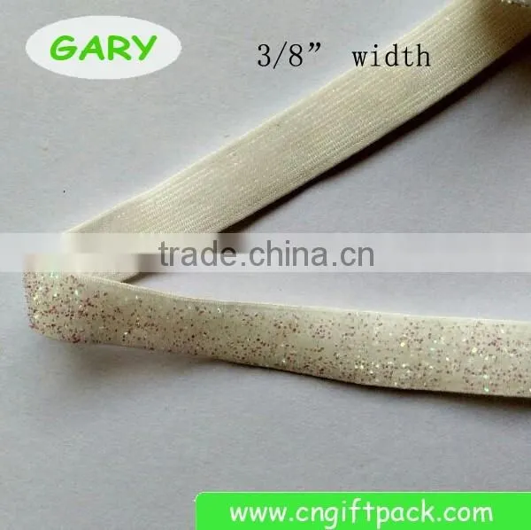 White Glitter Stretch Velvet Elastic Ribbon photo-2