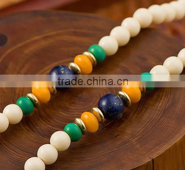 6mmx108Beads Women's Men's Artificial Hippopotamus Tooth Round Beads Bracelet photo-5