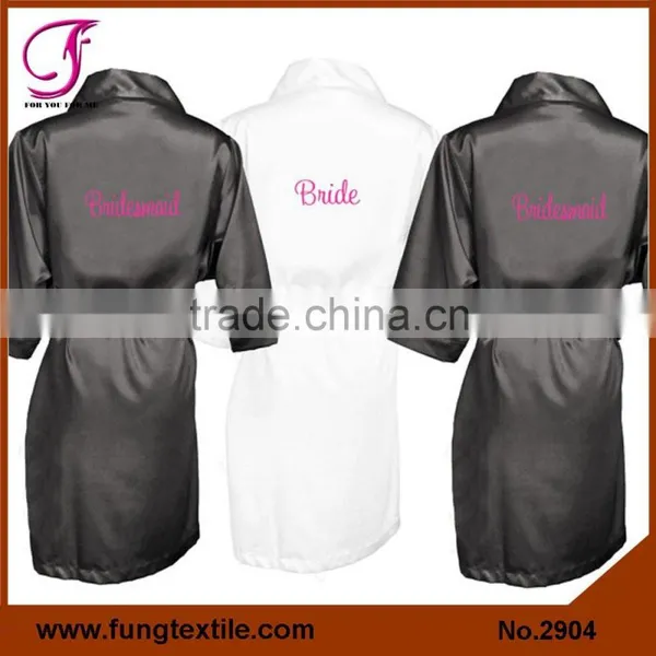 2904 Many Colors Available Good Quality Solid Short Satin Bride Robe photo-4