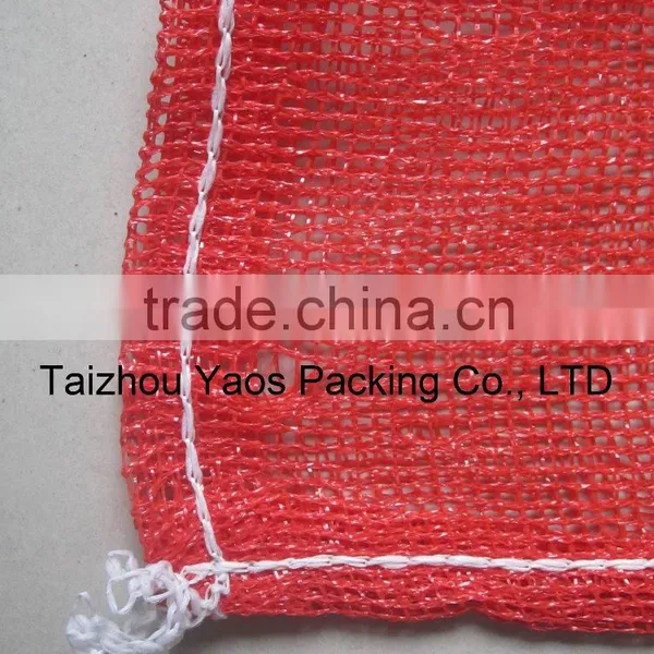 Red Perforated PP Leno Mesh Bag Plastic Plain Onions Bag Label Bag photo-6
