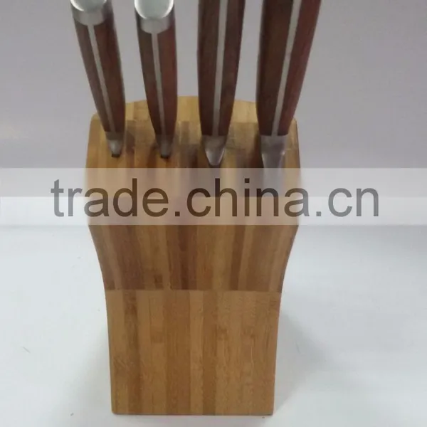 Colour Wooden Handle 5 Piece Set Containing Chopper Frozen Meat Knife