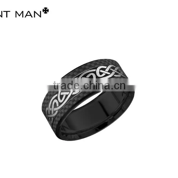 Wholesales Titanium Rings Black Plating Wedding Band Mens Carbon Fiber Titanium Ring Band photo-5