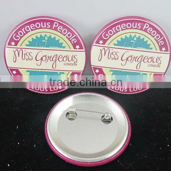 Advertisement and Promotional Tin Bottom Badge With Safety Pin