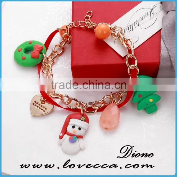 Fashion Merry Christmas Gift Snowman Charm Red Colorful Bracelet photo-3