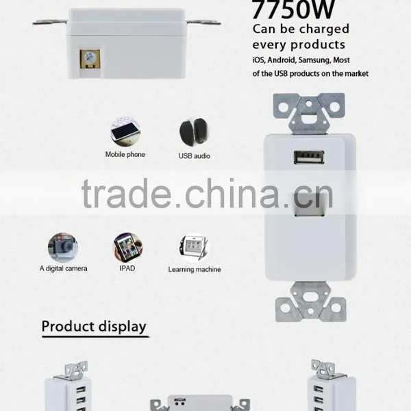 5V/3100mA 3 USB Ports Wall Socket Charger Electrical Power Outlet Panel Plate photo-6