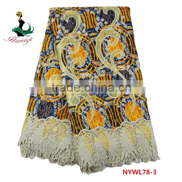 Newest Design Ankara Wax Mix Lace Fabric African Dutch Wax With Polyester Lace photo-2