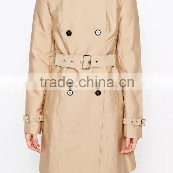 Fashion Women Long Khaki Long Sleeve Wind Coat photo-4
