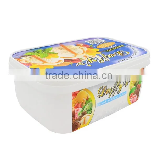 IML Printing PP Plastic Ice Cream Box,2L Rectangle Ice Cream Packaging Container Manufactures photo-2