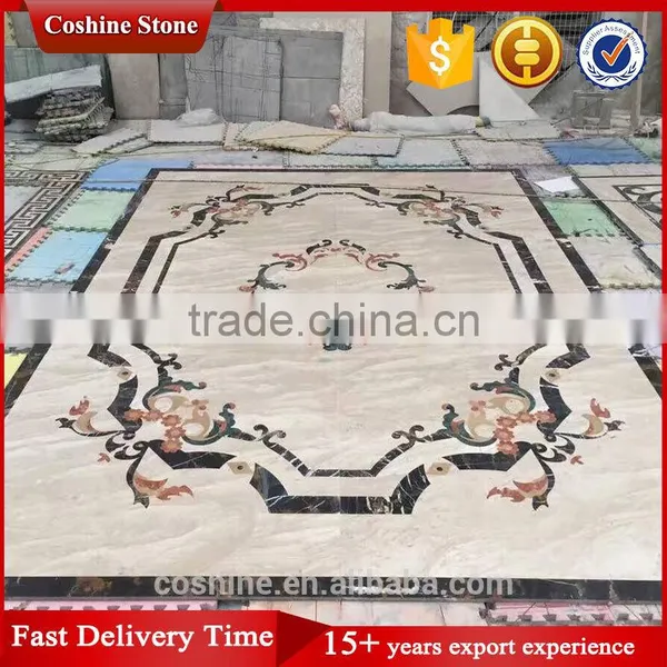 Decoration White Cream Marble Flower Pattern Waterjet Marble Mosaic photo-2