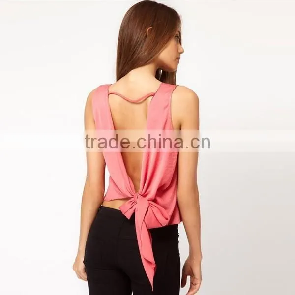 Stylish Womens Sleeveless Chiffon Tops Tank Backless Blouse Shirt Vest Casual Pleated photo-2