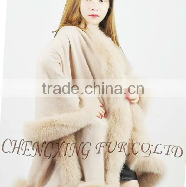 CX-B-P-24 Genuine Fox Fur Cashmere Shawl photo-3