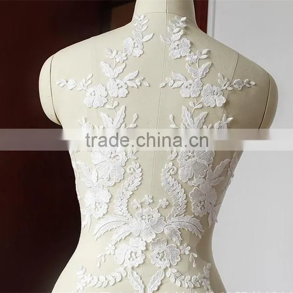 Wedding Flower Embroidery Lace Fabric 3d Flower Wedding Dress Lace Applique photo-6