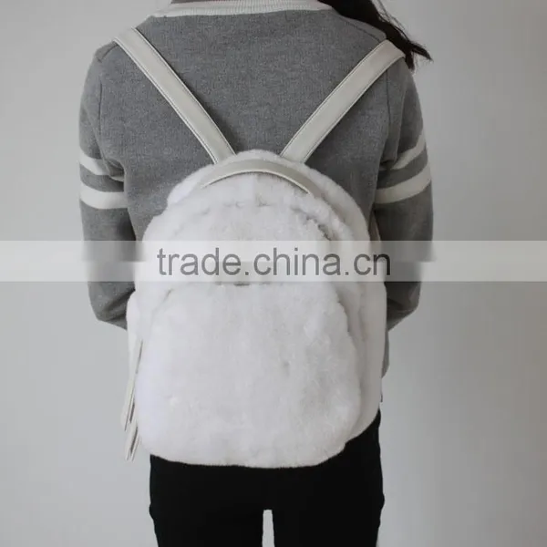 Myfur Fashion Ladies Real Rex Rabbit Fur Backpack Bag Customized Women Bag