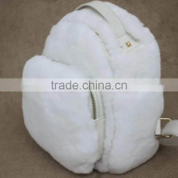 Myfur Fashion Ladies Real Rex Rabbit Fur Backpack Bag Customized Women Bag photo-3