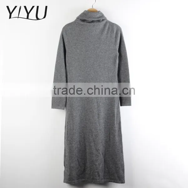Casual Long Pattern Women Cashmere Grey Turtleneck Pullover Sweater photo-2