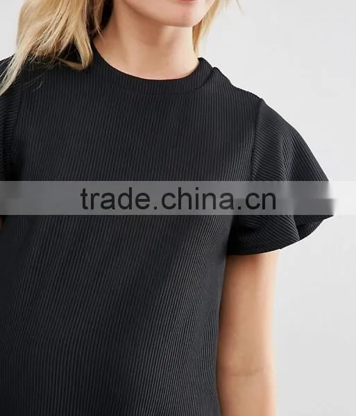 China Wholesale Ruffle Sleelve Jersey Fabric Shift Dress for Maternity photo-4