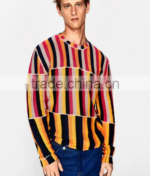 2017 Novel Bright Stripe New Pullover Mens Latest Sweater Design With High Quality photo-2