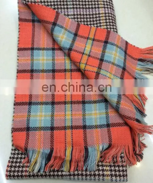 Double Lattice Scarf British Style Classic Houndstooth Cashmere Scarf photo-4