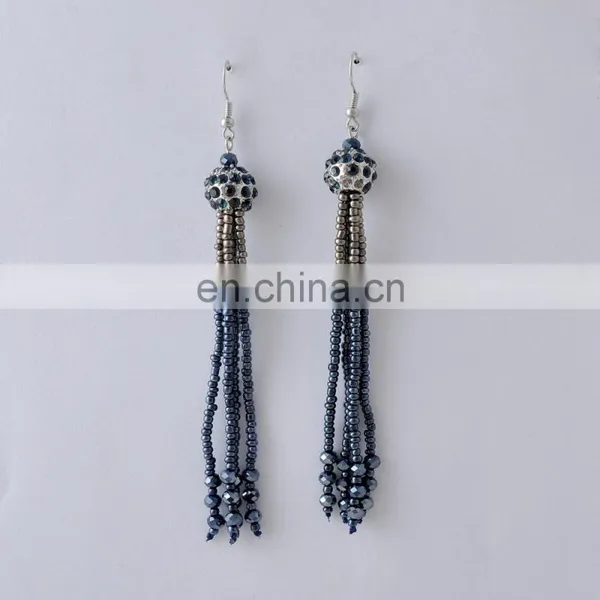 Lovely Beaded Tassel Tinsel Tdrops Earring photo-4