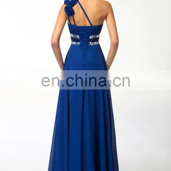 Grace Karin Fashion Girls A-Line One Shoulder Long Blue Evening Dress CL3516 photo-4